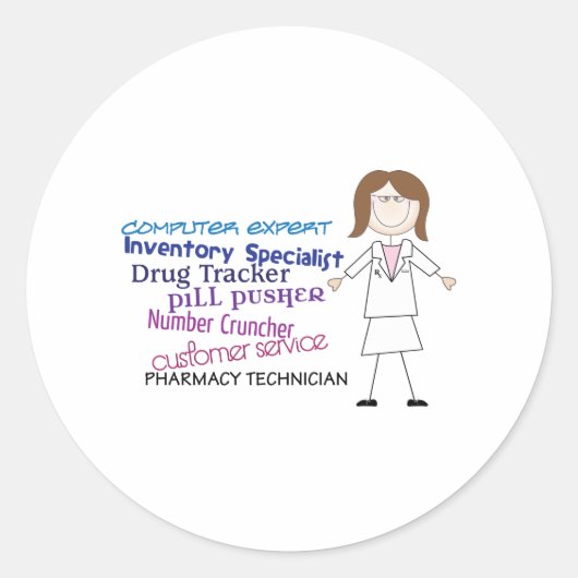 Sticker Rond Technicien en pharmacie (Devant)