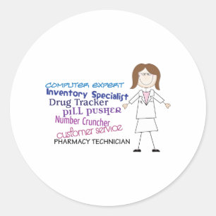 Sticker Rond Technicien en pharmacie