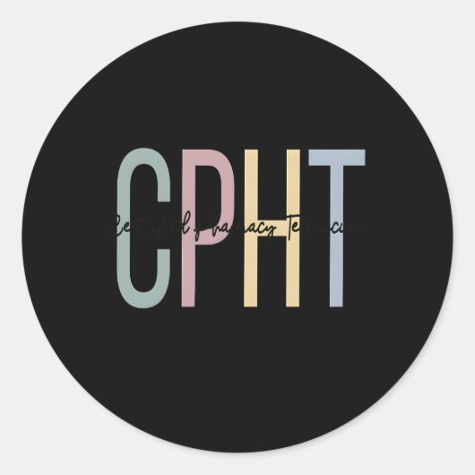Sticker Rond Technicien en pharmacie certifié Boho Cpht (Devant)