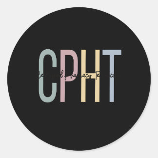 Sticker Rond Technicien en pharmacie certifié Boho Cpht