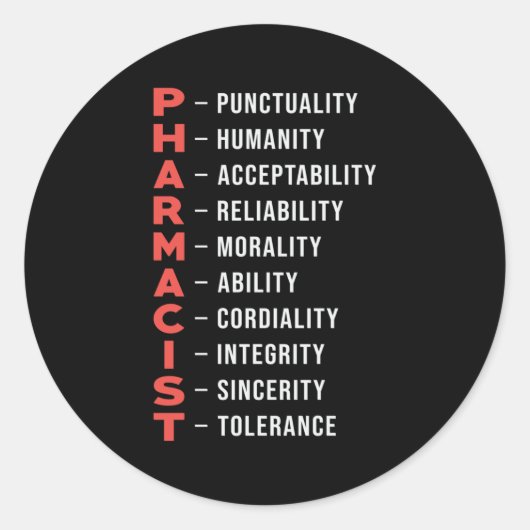Sticker Rond Technicien en pharmacie Médecine Tech Pharmaciste  (Devant)