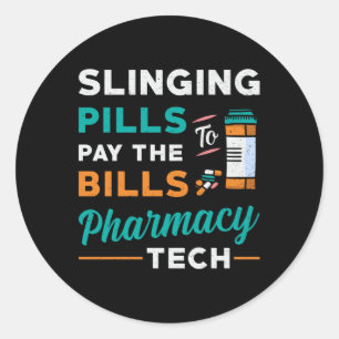 Sticker Rond Technicien en pharmacie pilules de collage pharmac