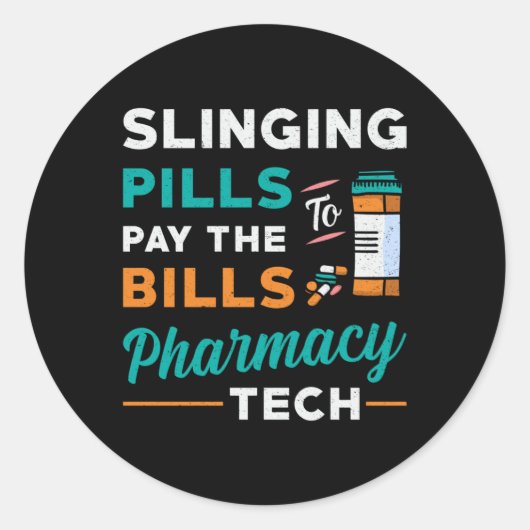Sticker Rond Technicien en pharmacie pilules de collage pharmac (Devant)