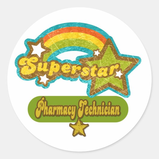 Sticker Rond Technicien en pharmacie Superstar (Devant)
