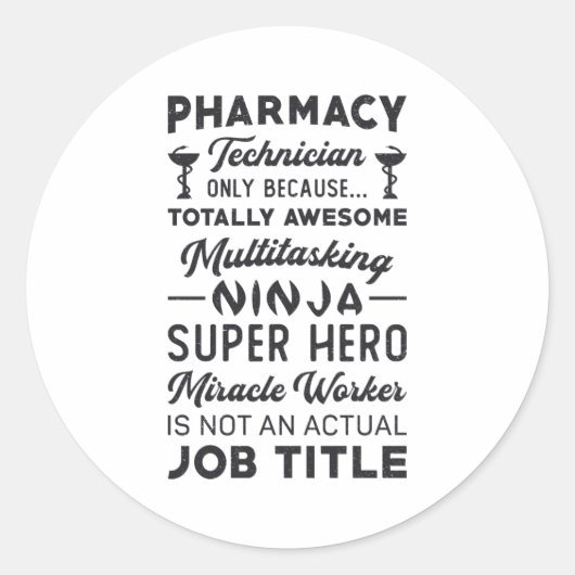Sticker Rond Technicien en pharmacie Tech Hero Médecine Pharmac (Devant)