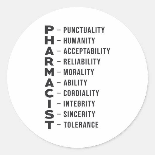 Sticker Rond Technicien en pharmacie Tech Pharmacist Medicine (Devant)