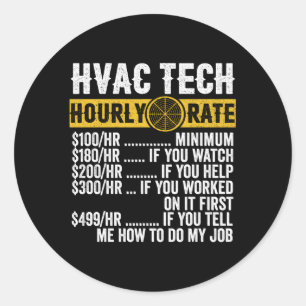 Sticker Rond Technicien Hvac Taux Horaire S
