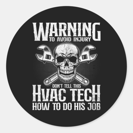 Sticker Rond Technicien Hvac Technique Hvac Sur Le Dos (Devant)