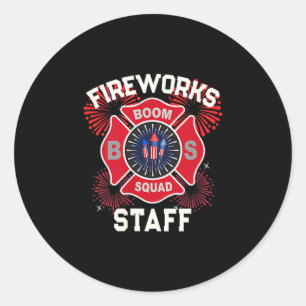 Sticker Rond Technicien patriotique de staff de feu d'artifice