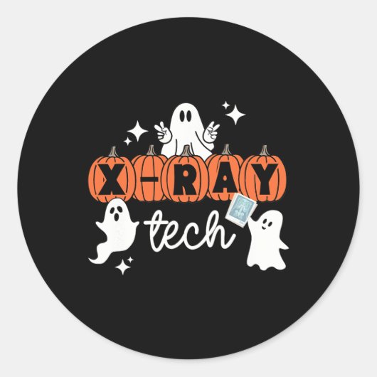 Sticker Rond Technicien technique Halloween Squad Xray Citrouil (Devant)