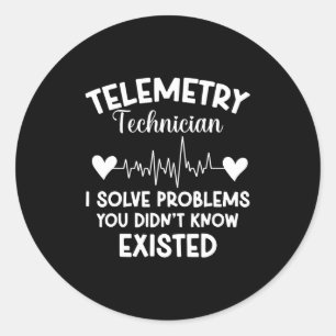 Sticker Rond Technicien Télémétrie Heartbeat I Solve Problems C
