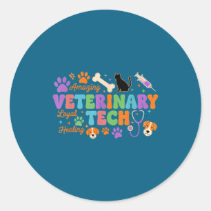 Sticker Rond Technicien vétérinaire - Vétérinaire Tech Appr