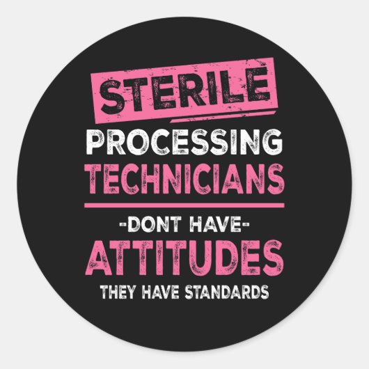 Sticker Rond Techniciens de traitement stérile Les techniciens  (Devant)