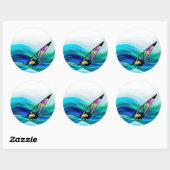 Sticker Rond Technicolor Windsurfer dans un typhon (Feuille)