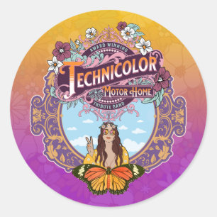 Sticker Rond Technicolore Moteur Accueil Paix