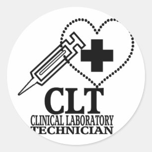 STICKER ROND TECHNIQUE CLT HEART SYRINGE CLINICAL LAB