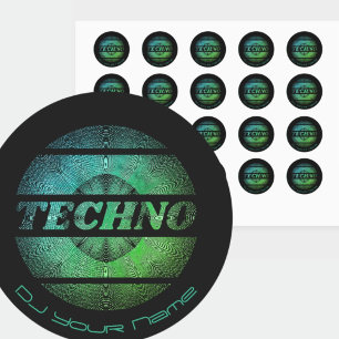 Sticker Rond Techno music DJ Carte de visite