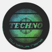 Sticker Rond Techno music DJ Carte de visite (Devant)