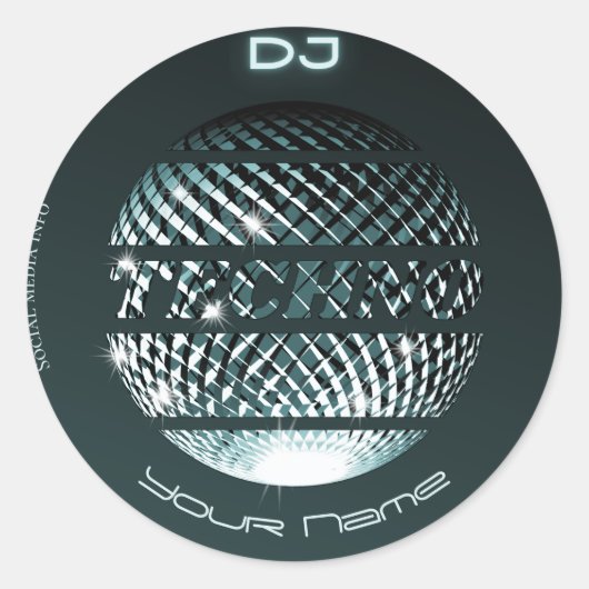 Sticker Rond Techno music DJ Carte de visite (Devant)
