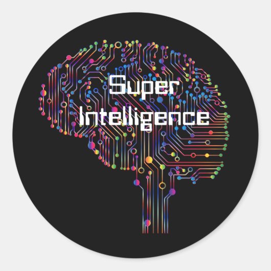 Sticker Rond Technologie de super intelligence (Devant)