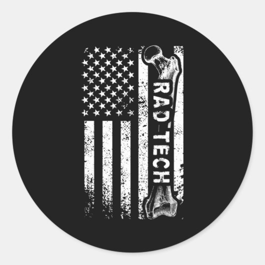 Sticker Rond Technologue en radiologie Fière nous Drapeau Rad T (Devant)
