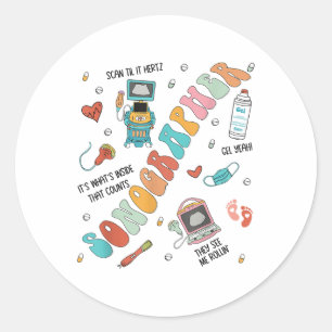 Sticker Rond Technologue en ultrasons Sonographe Infirmière S