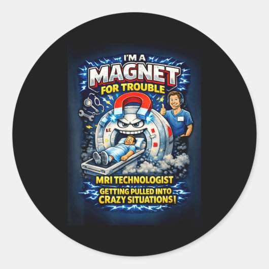 Sticker Rond Technologue IRM drôle (Devant)