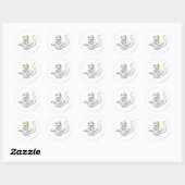 Sticker Rond Techo Blanc (Feuille)