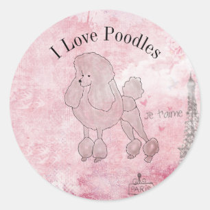 Sticker Rond Teckels que j'aime rose