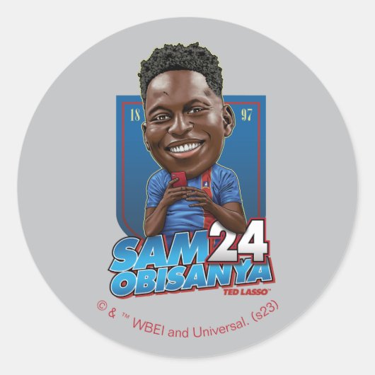 Sticker Rond Ted Lasso | Sam Obisanya Bobblehead (Devant)