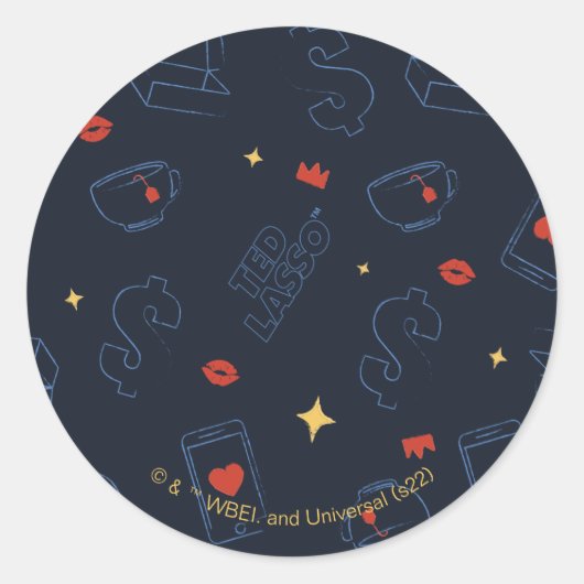 Sticker Rond Ted Lasso | Tea et biscuit Icon Toss Motif (Devant)