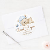 Sticker Rond Teddy Bear Baby Baby shower garçon (Enveloppe)