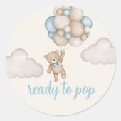 Sticker Rond Teddy Bear Baby shower Boy (Devant)