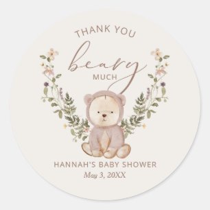 Sticker Rond Teddy Bear Baby shower Favoriser