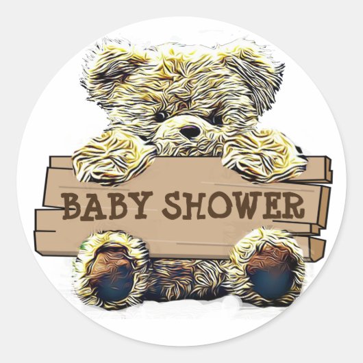Sticker Rond Teddy Bear Baby shower garçon (Devant)