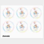 Sticker Rond Teddy Bear Balloon Clouds Beary First Birthday (Feuille)