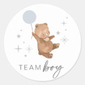 Sticker Rond Teddy Bear Balloon Genre Reveal - Team Boy (Devant)