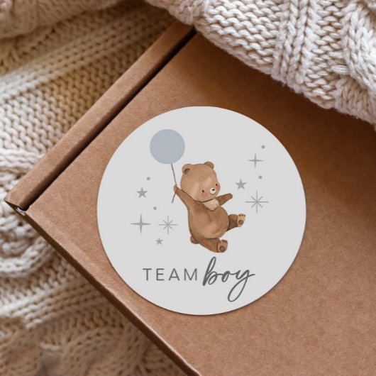 Sticker Rond Teddy Bear Balloon Genre Reveal - Team Boy