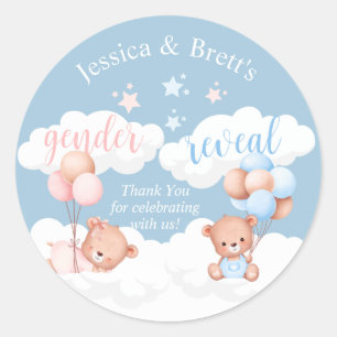 Sticker Rond Teddy Bear bleu ou rose Genre Révéler Classic Roun