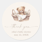Sticker Rond Teddy Bear Boho Baby shower Merci Favoriser (Devant)