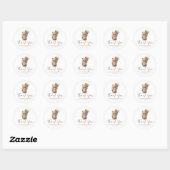 Sticker Rond Teddy Bear Brown Baby shower or Merci (Feuille)