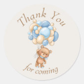 Sticker Rond Teddy Bear Brown Balloons Merci (Devant)