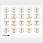 Sticker Rond Teddy Bear Cactus Boy Baby shower Fiesta (Feuille)
