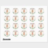 Sticker Rond Teddy Bear Cactus Fille Baby shower Fiesta (Feuille)
