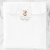 Sticker Rond Teddy Bear Cute Bleu Baby shower Brown Merci (Sac)