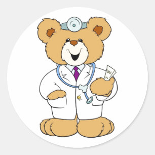 Sticker Rond Teddy Bear Doctor