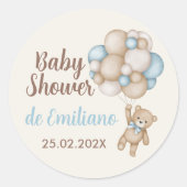 Sticker Rond Teddy Bear Espagnol Baby shower garçon (Devant)