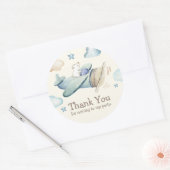 Sticker Rond Teddy Bear Flying Avion Merci Favor (Enveloppe)