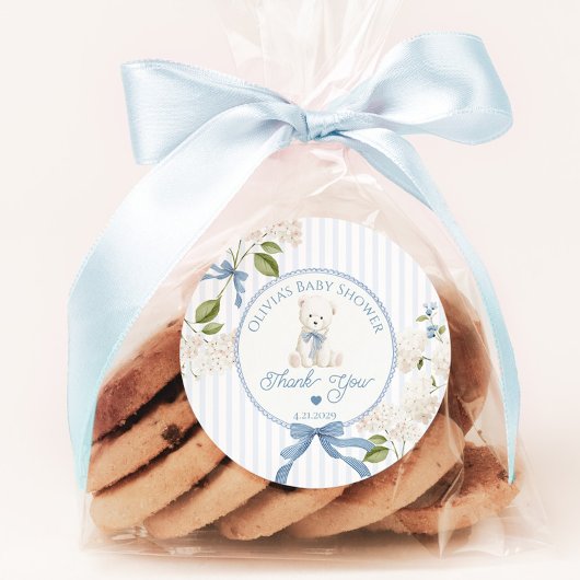 Sticker Rond Teddy Bear French Nursery Baby shower Thank you