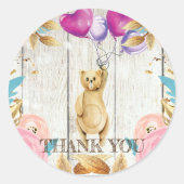 Sticker Rond Teddy Bear Merci rustique (Devant)